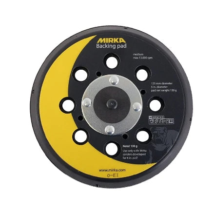 ALMOHADILLA DE RESPALDO CON AGARRE DE 28 ORIFICIOS Y 5" DE MIRKA, DISEÑADA PARA LIJADORAS DE 6", 915GV28-130G